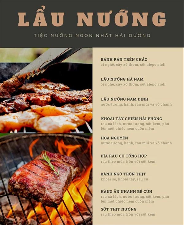 cach thiet ke menu quan lau nuong dep