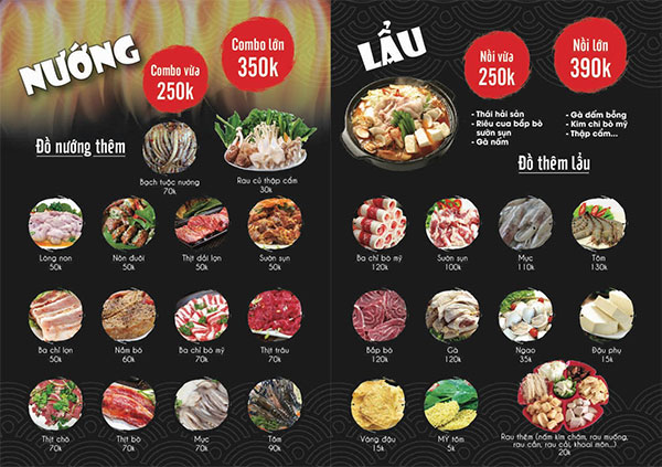thiet ke menu quan lau nuong